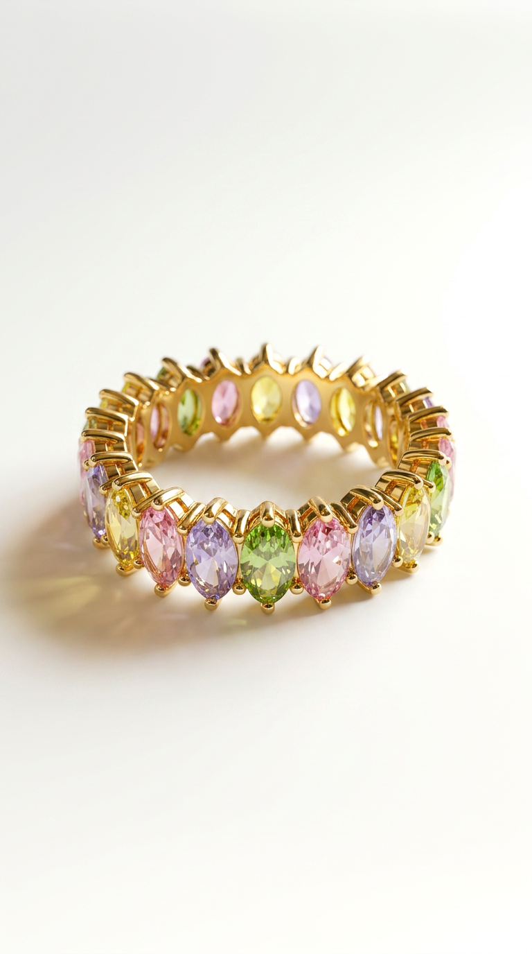 ✨ Rainbow Crystal Ring – Gold Edition Gr. 7 ✨