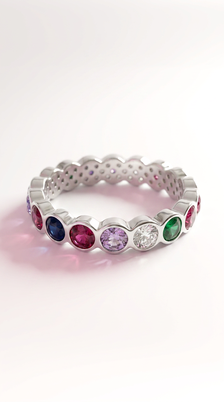 ✨ Rainbow Crystal Ring – Silver Edition ✨