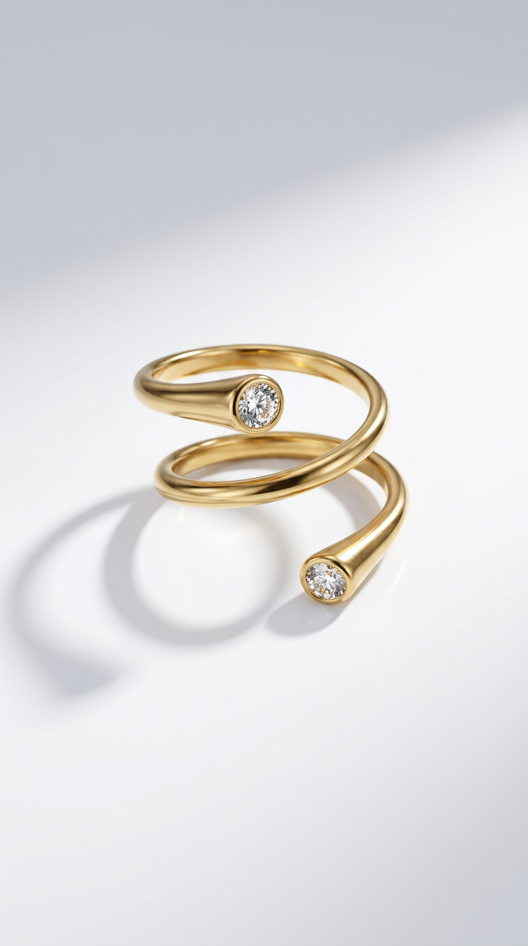 ✨ Spiral Crystal Ring – Gold Edition Gr. 8✨