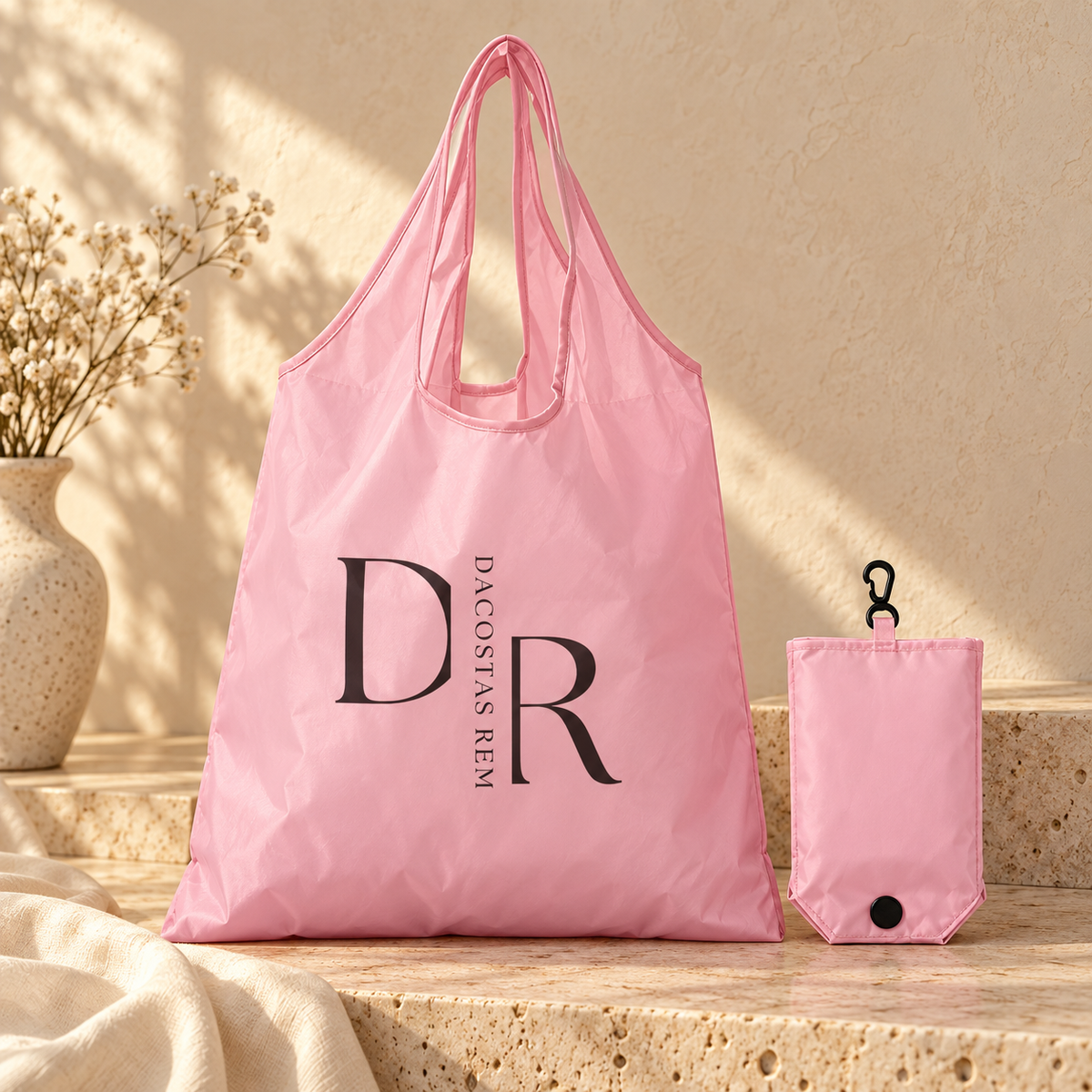 Dacostas Rem – Faltbare Einkaufstasche + Etui in Rosa 🎀