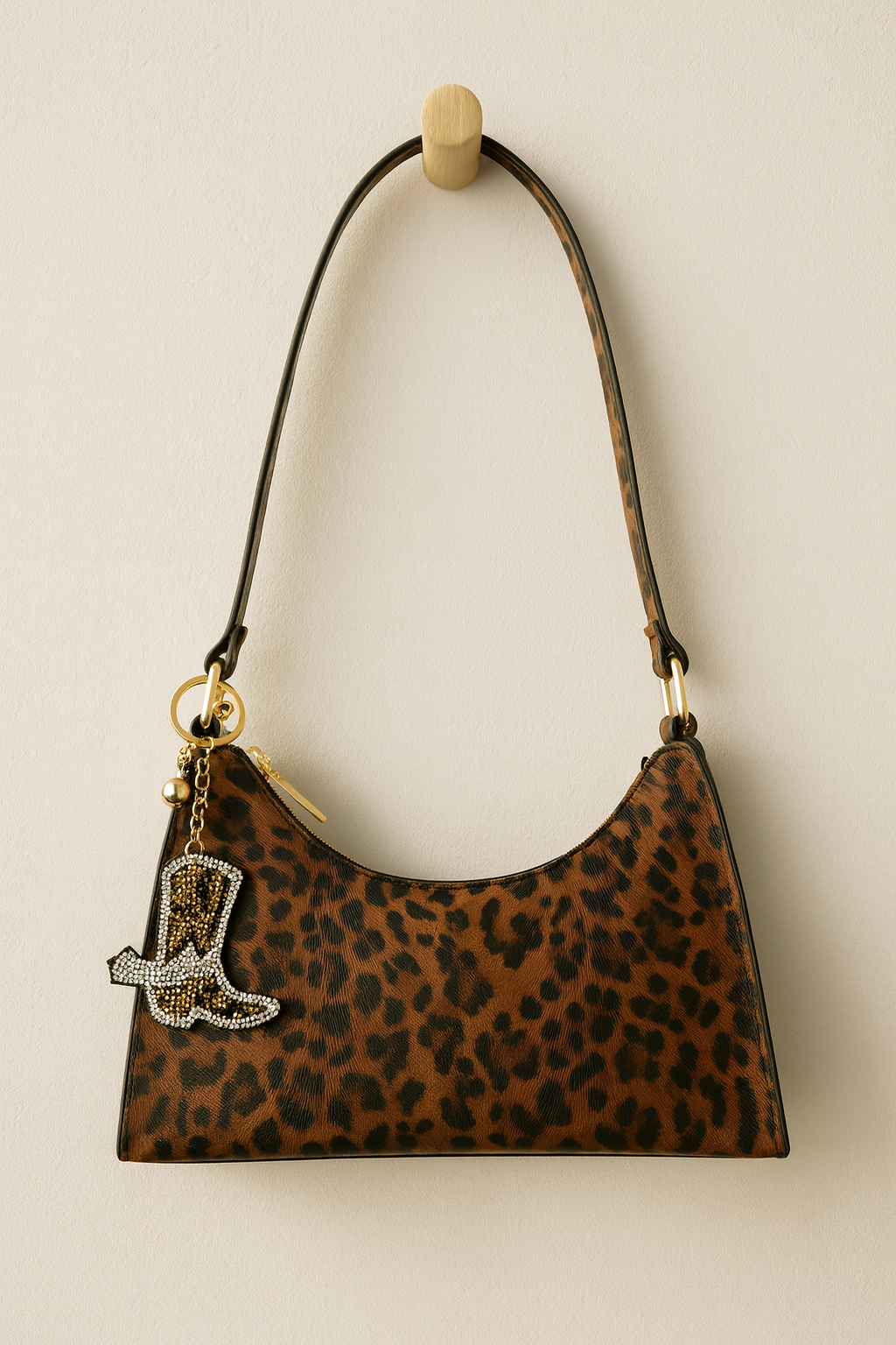 Leopard Shoulder Bag mit Anhänger