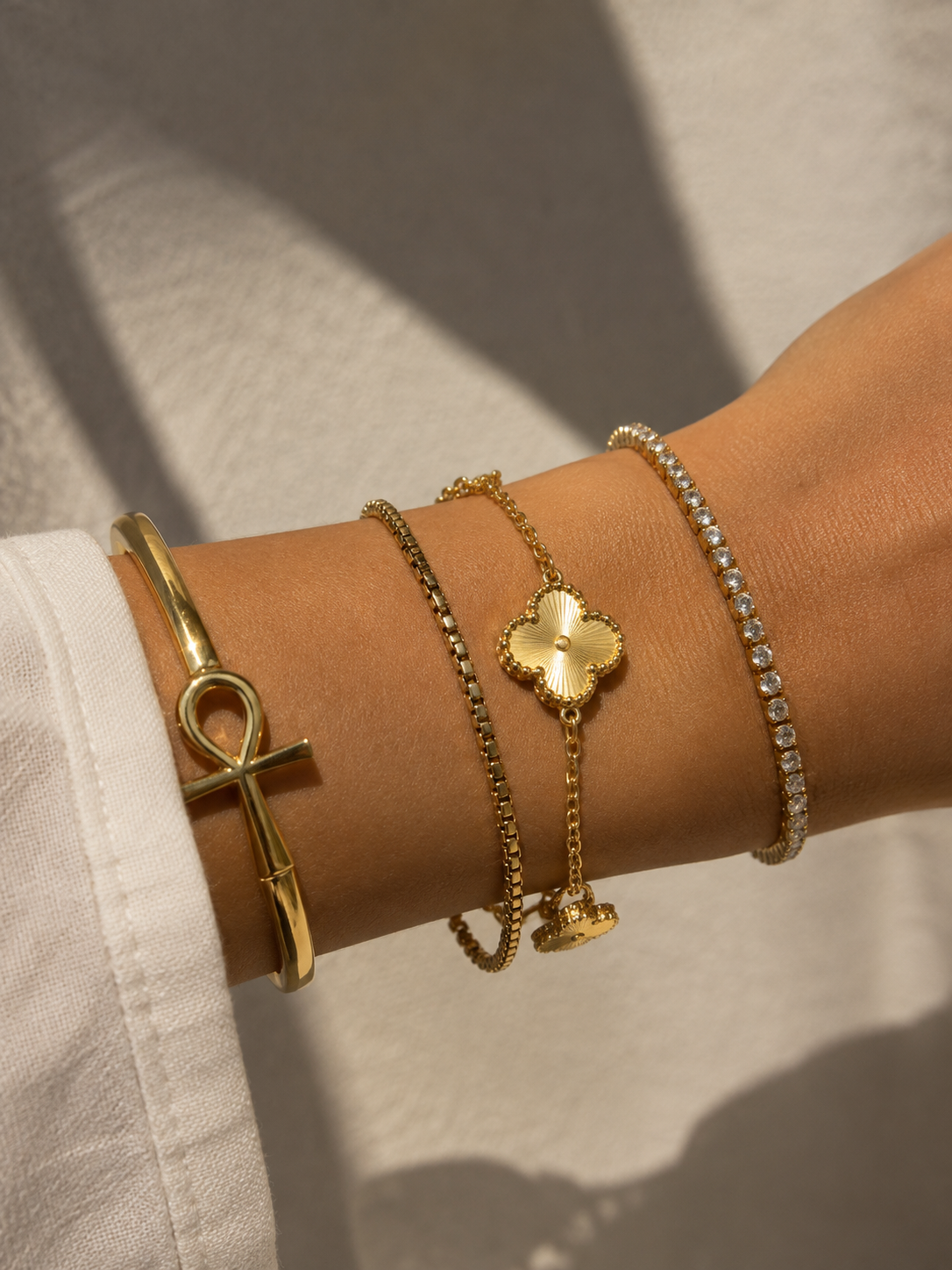 Clover-Armband Gold & Silber 19 cm