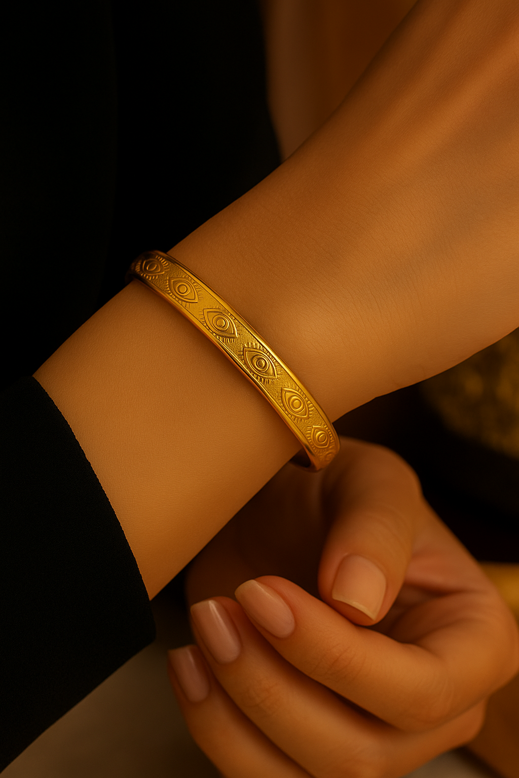 Goldener Armreif 18K Vergoldet mit Eye-Design – Edelstahl & wasserfest ✨