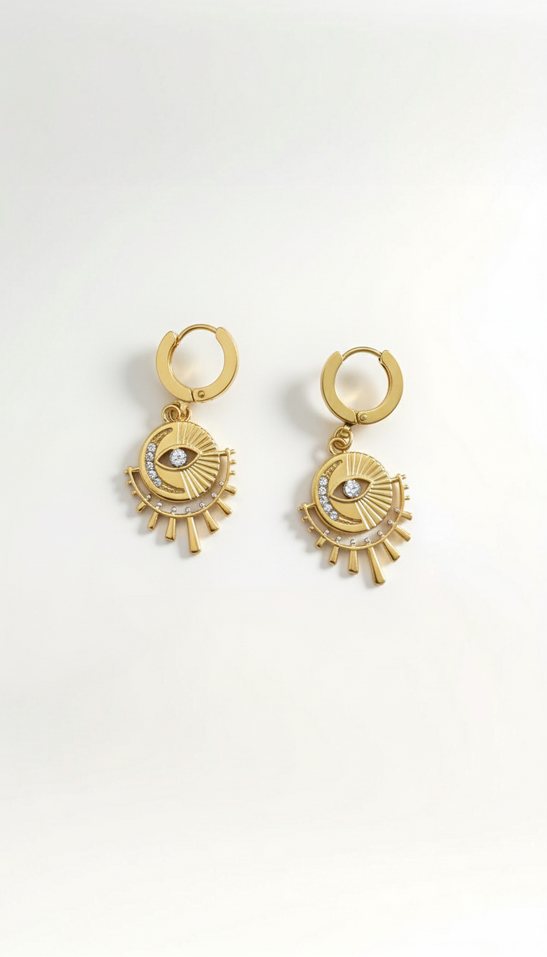 Edelstahl Ohrringe – Golden Eye Protection ✨👁️