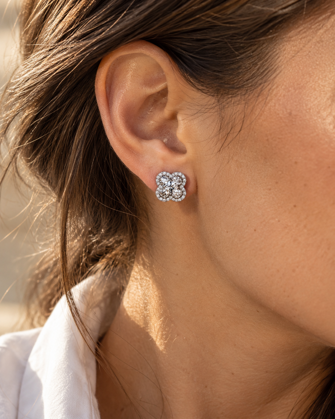 Ohrstecker «Clover Sparkle» – Silberfarben