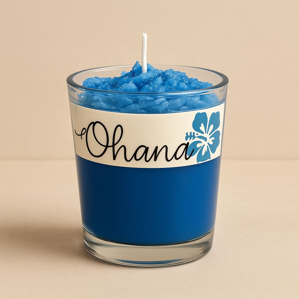 Ohana – handgegossene Bienenwachskerze mit Glitzer Effekt 🌊✨