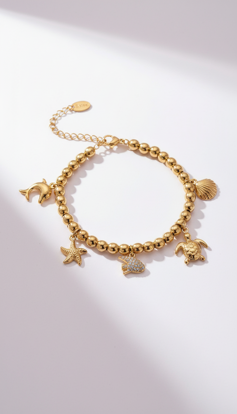 Goldenes Ocean Charm Armband – Edelstahl 🧜🏽♀️ (Vorbestellung in 3 Wochen lieferbar)
