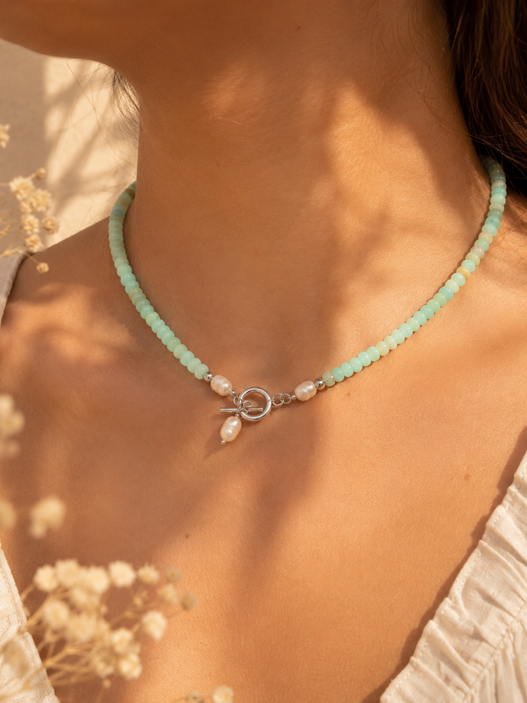 Mint Pearl Necklace – Edelstahl