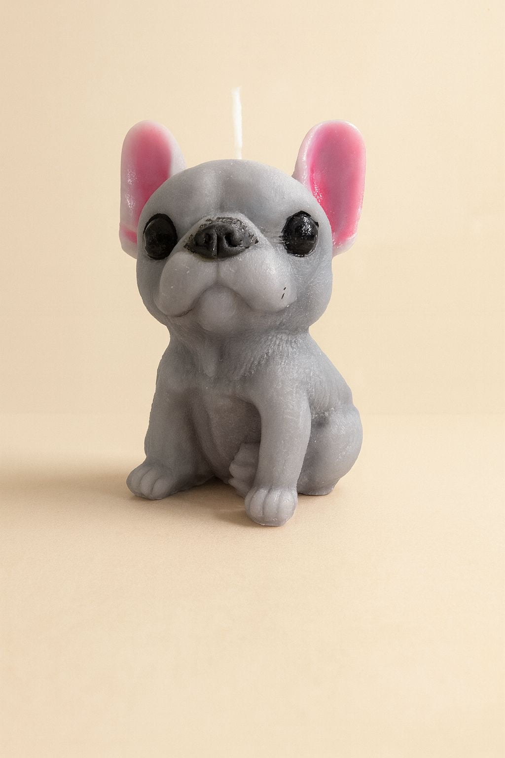 Französische Bulldogge – handgegossene Bienenwachskerze