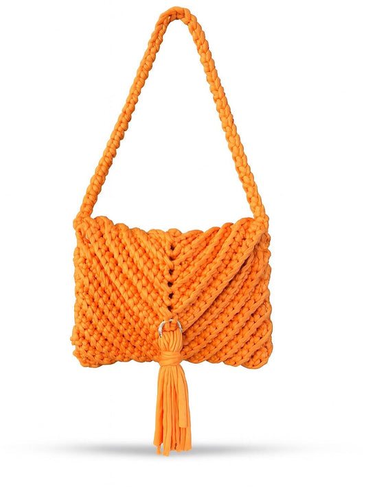 Handgeknüpfte Statement-Bag mit Quaste – Summer Vibes in Orange 🧡