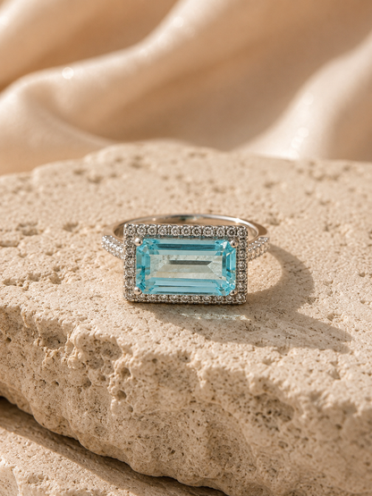 ✨ Edelstahl Ring mit blauem Kristall ✨