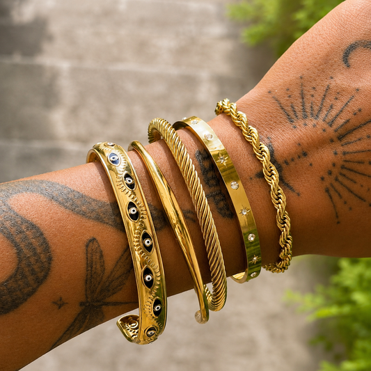 ✨ Evil Eye Armreif – Edelstahl Gold (in 1 Woche lieferbar)