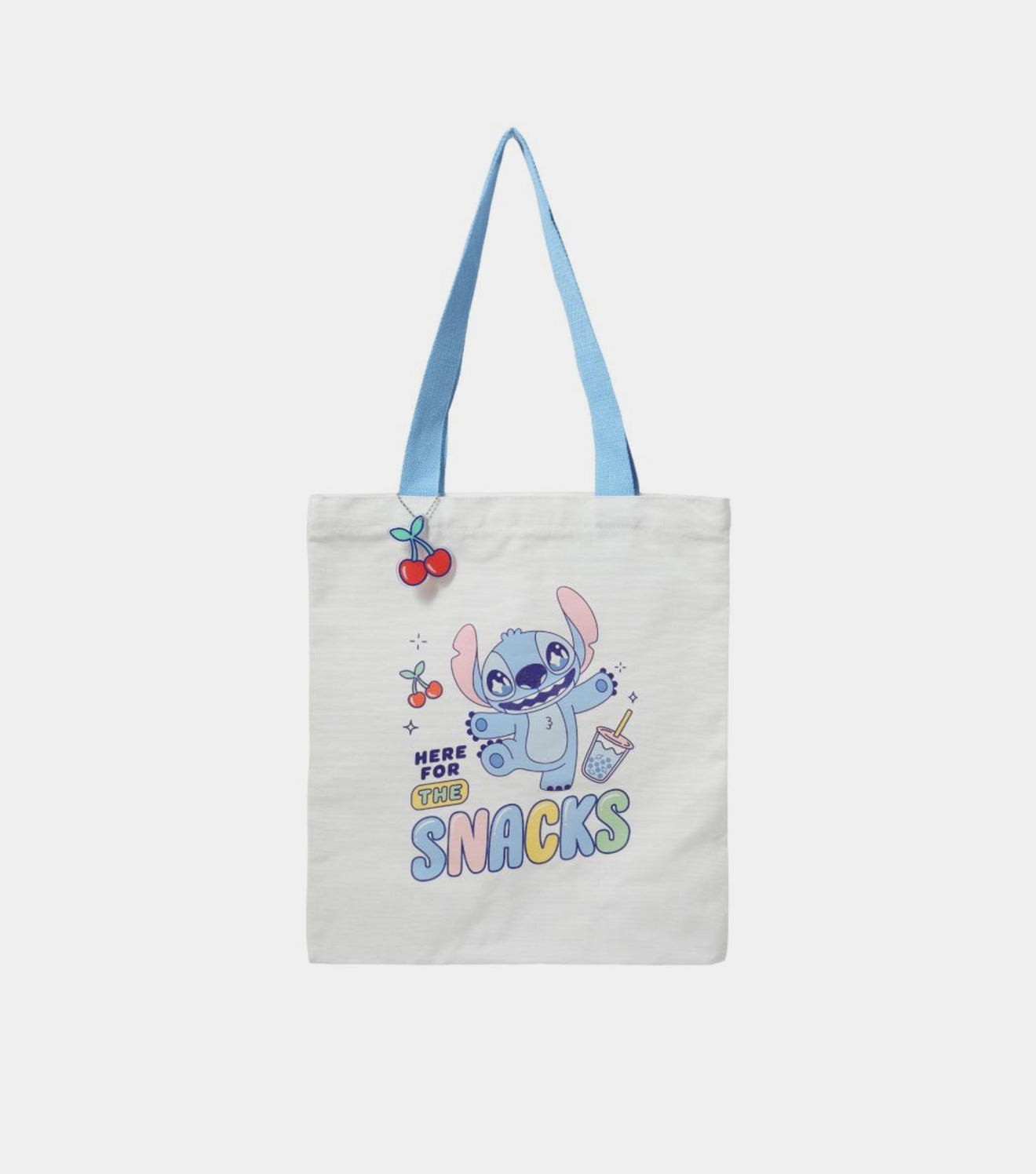 Disney Stitch Tote Bag – “Here for the Snacks” 🍒💙