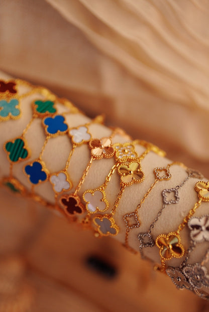 Clover-Armband Gold div. Farben + Zirkonia 19 cm