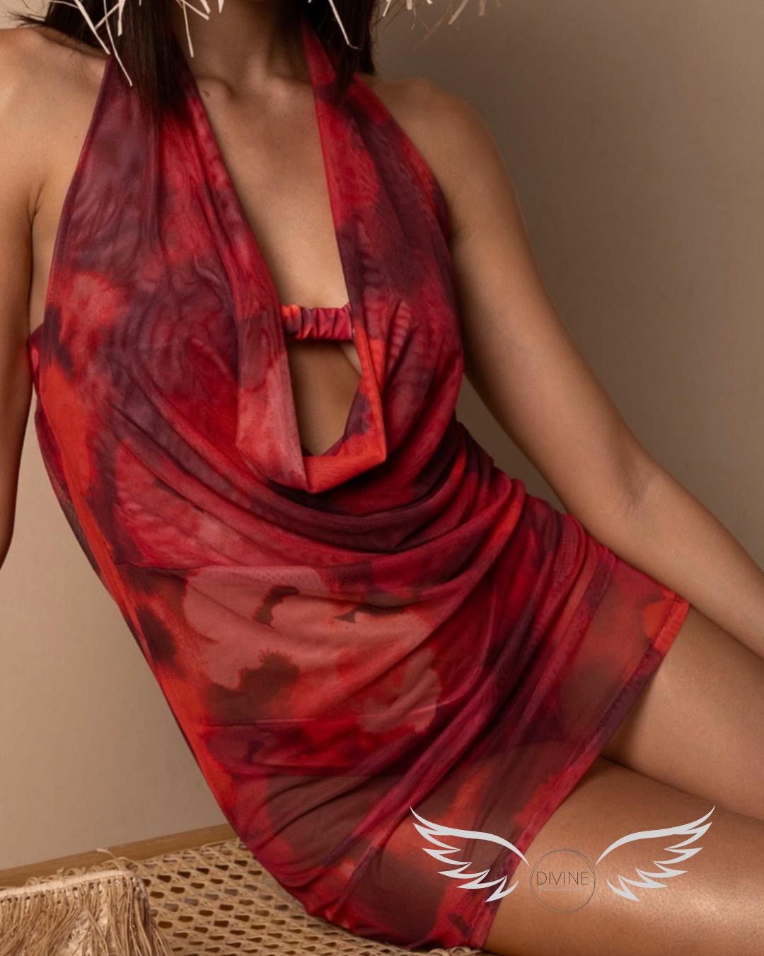 Tüll Kleid Cartagena mit Wasserfallausschnitt