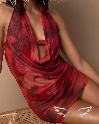 Tüll Kleid Cartagena mit Wasserfallausschnitt
