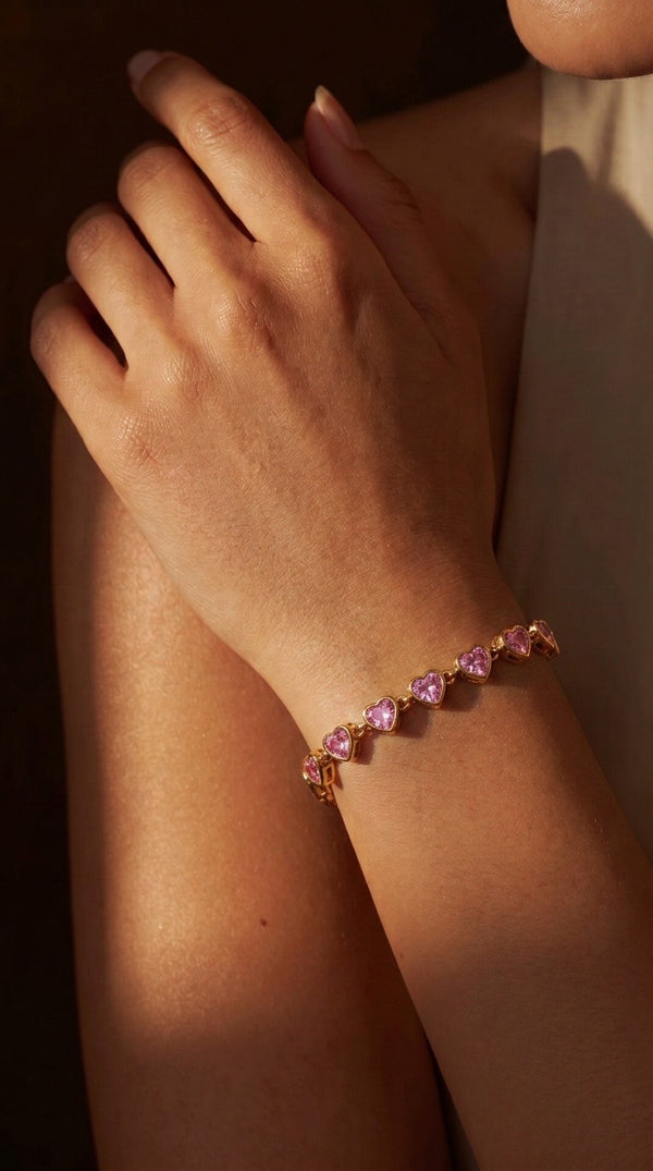 Pink Heart Armband aus Edelstahl