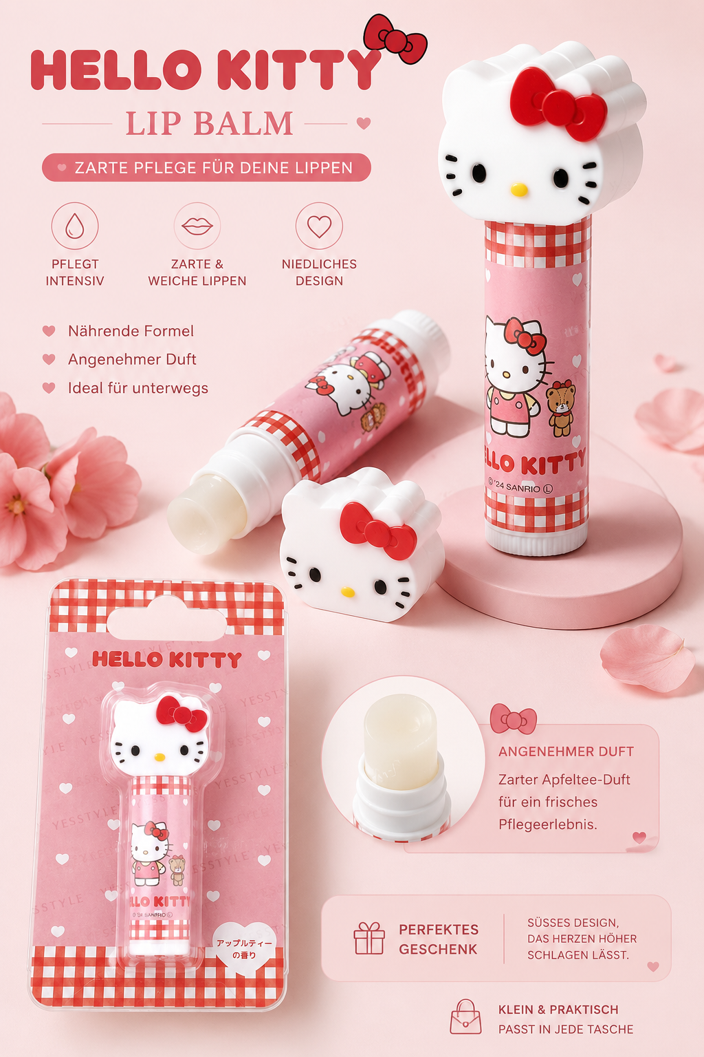 🎀 Hello Kitty Lip Balm – Pflegender Lippenbalsam 🎀 (Bald Verfügbar)