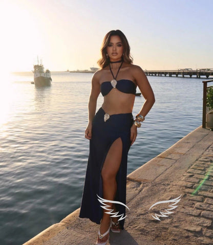 Set dunkelblau Rock & Bikini