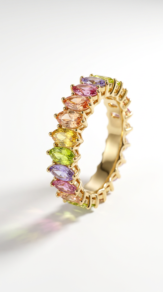✨ Rainbow Crystal Ring – Gold Edition Gr. 7 ✨