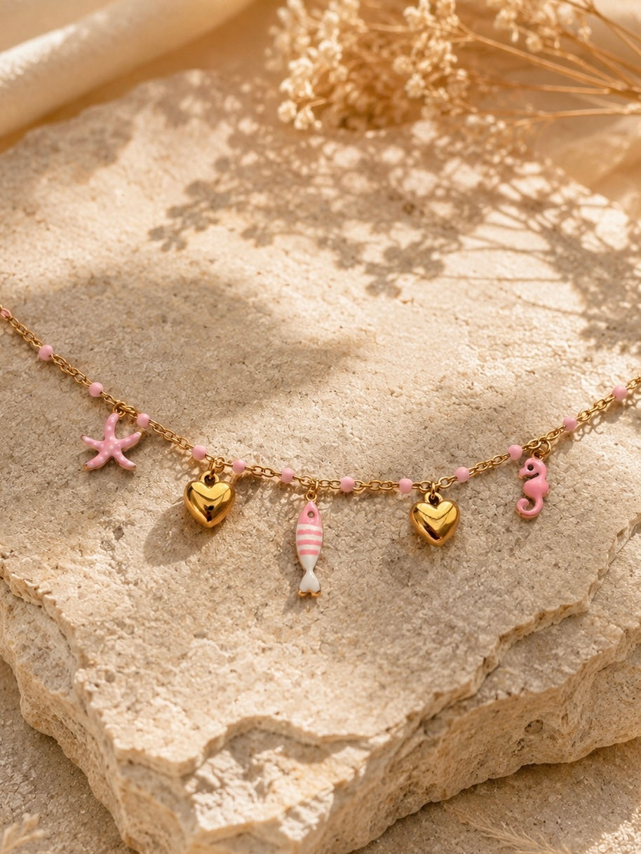 Rosa Meeres-Charm Armband