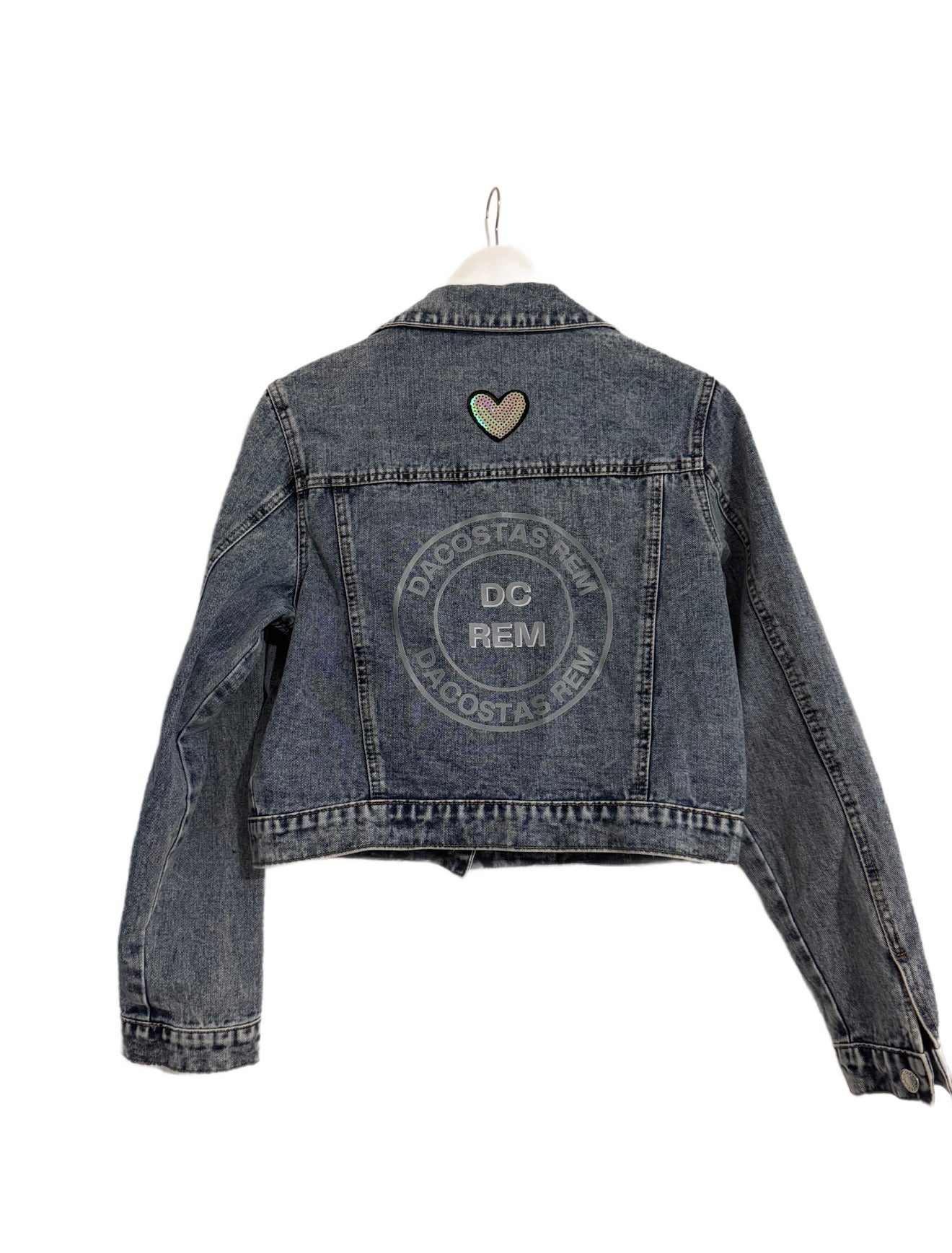Denim Cropped Jacket „Butterfly Glow“ – DACOSTAS REM Size: S-M