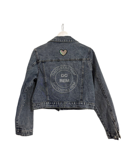 Denim Cropped Jacket „Butterfly Glow“ – DACOSTAS REM Size: S-M