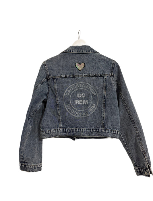 Denim Cropped Jacket „Butterfly Glow“ – DACOSTAS REM Size: S-M