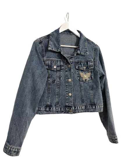 Denim Cropped Jacket „Butterfly Glow“ – DACOSTAS REM Size: S-M