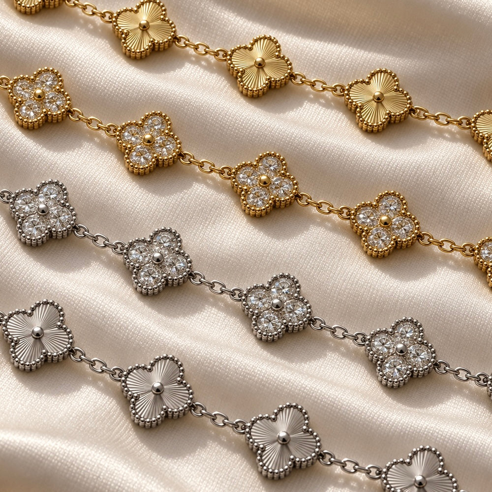 Clover-Armband Gold & Silber 19 cm