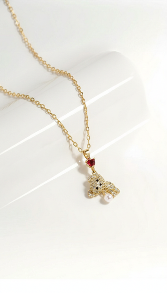 Halskette Edelstahl „Sweet Bear“ – Gold ✨