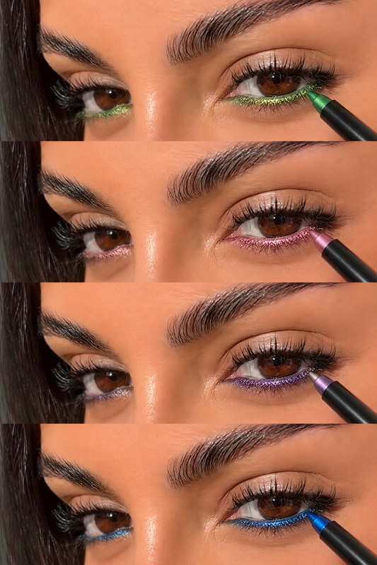 Metallic Eye Liner – 48H Long Lasting / Farben: Rosa, Grün, Blau, Violette