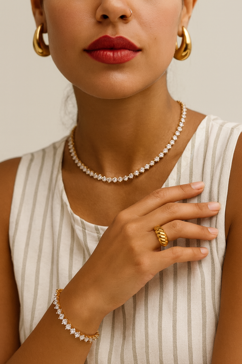 Edelstahl Schmuck-Set – Halskette & Armband (Gold oder Silber)