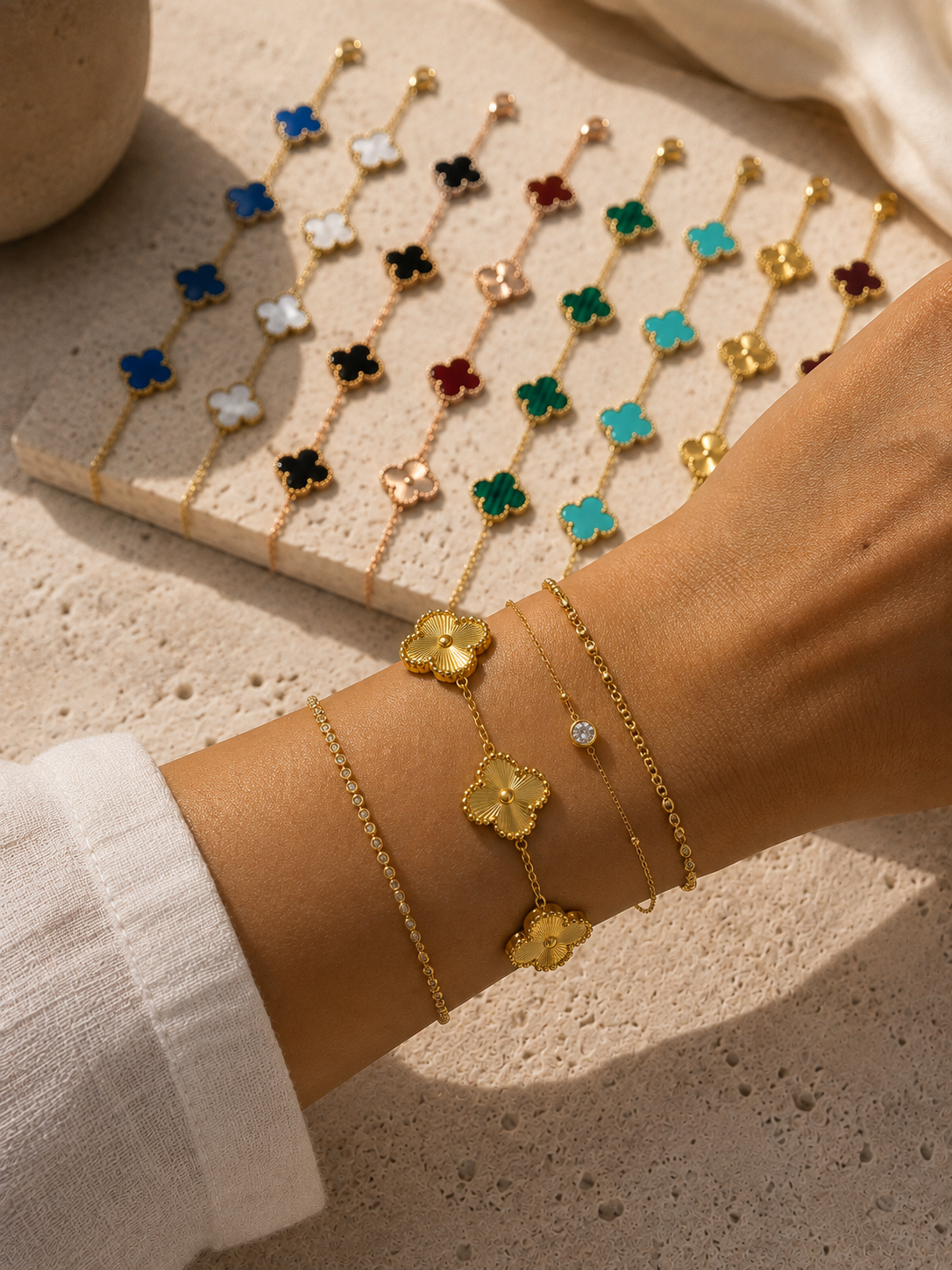 Clover-Armband Gold & Silber 19 cm