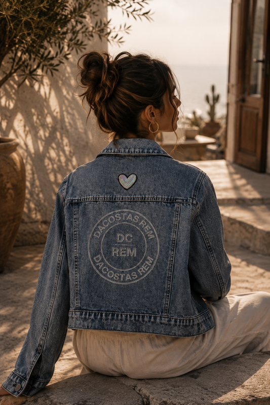 Denim Cropped Jacket „Butterfly Glow“ – DACOSTAS REM Size: S-M