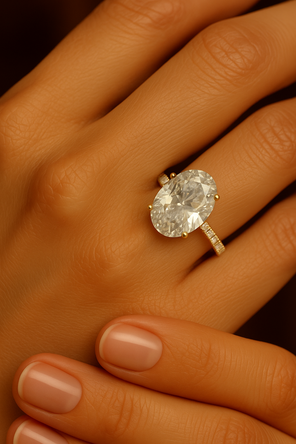 Eleganter Ring mit Oval-Schliff Zirkonia Gold & Silber Gr.5✨
