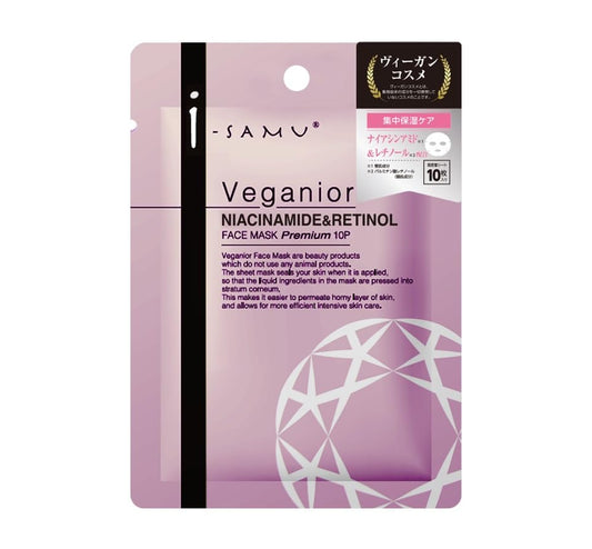 i-SAMU Veganior – Niacinamide & Retinol Face Mask Premium (10 Stück)