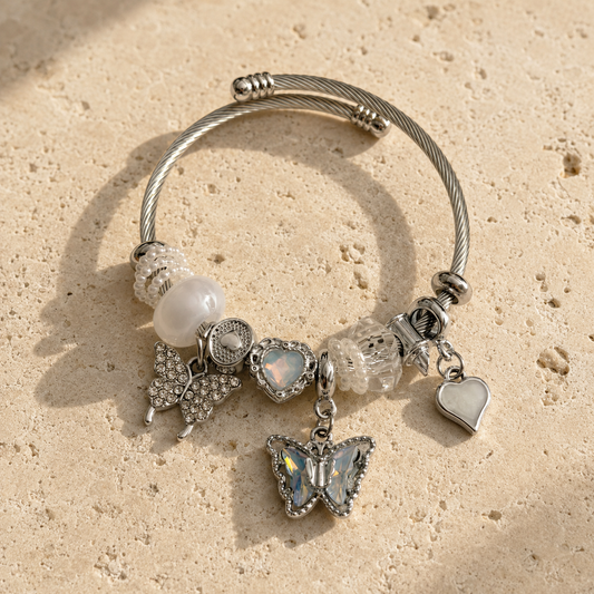 CRYSTAL BUTTERFLY CHARM BRACELET
