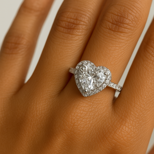 Herzförmiger Zirkonia-Ring – Silber & Gold grösse 6✨🩷