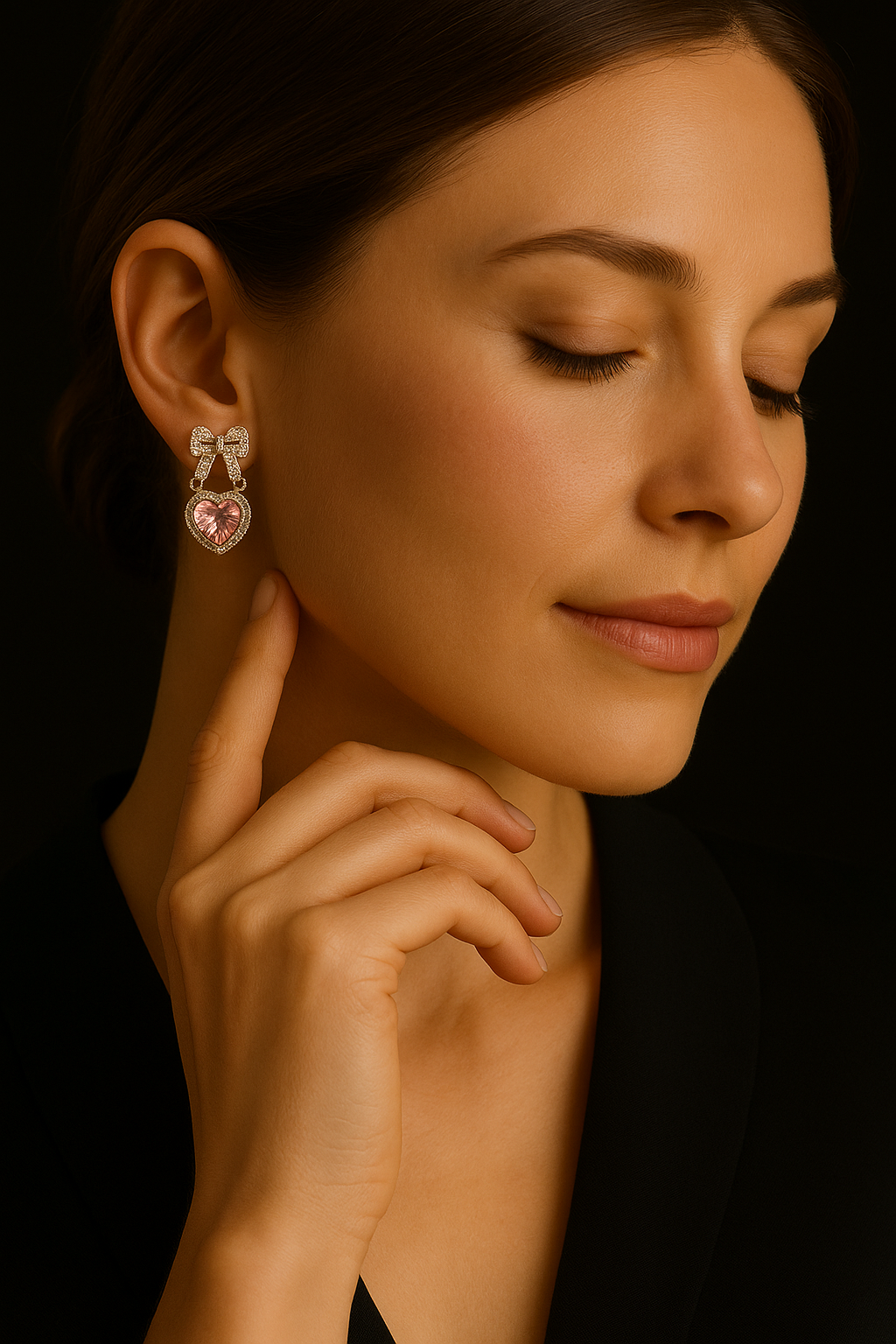 Herz-Ohrringe mit Schleife – Edelstahl, wasserfest, 925 Silver ✨🩷