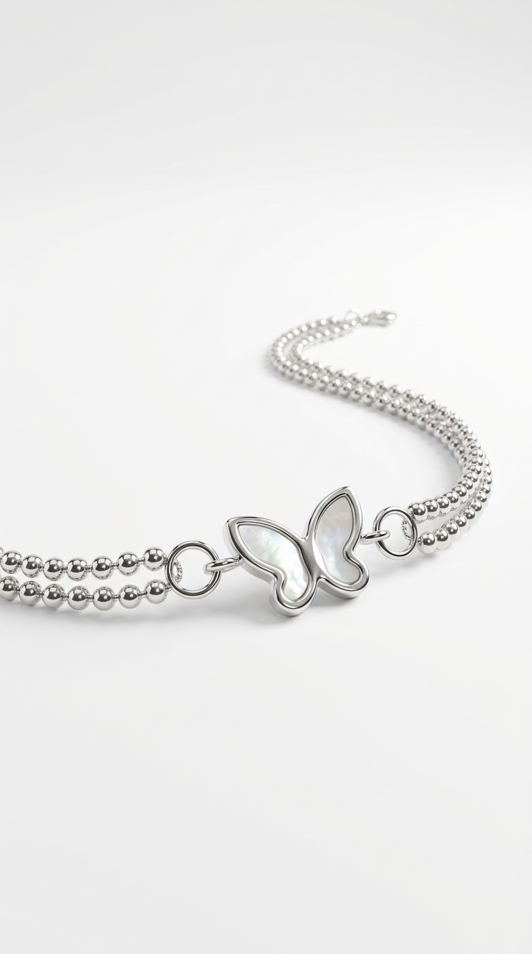 Elegante Edelstahl Fußkette mit Perlmutt-Schmetterling 🦋✨
