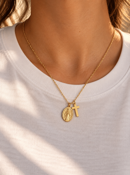 Maria-Kreuz-Halskette Gold