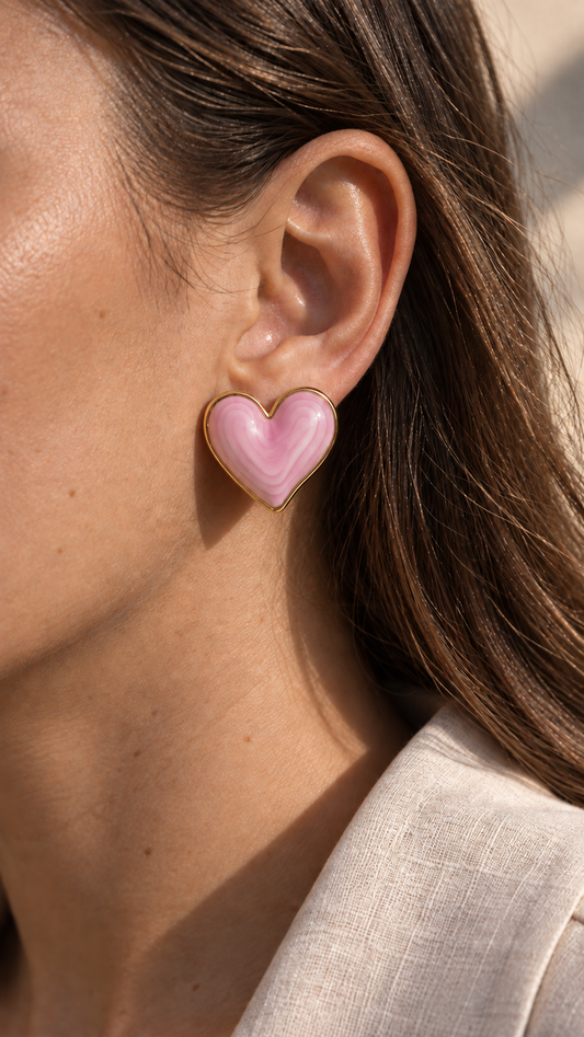 💗 Herz-Ohrstecker Rosa – Edelstahl