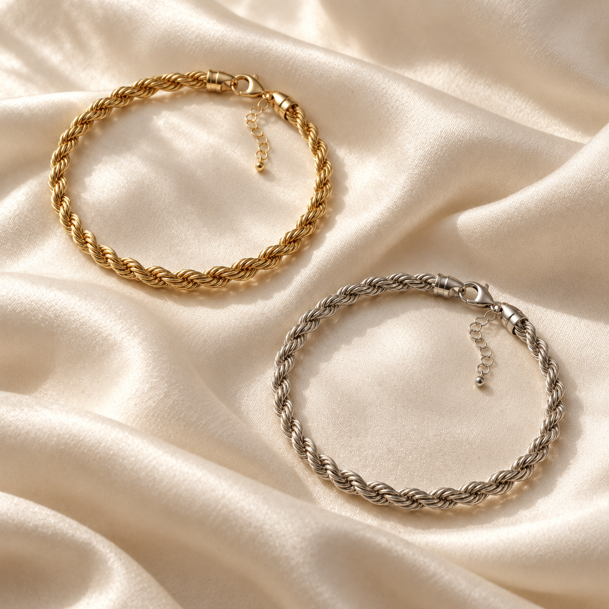 Elegantes gedrehtes Armband – Edelstahl Gold & Silber