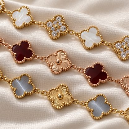 Clover-Armband Gold div. Farben + Zirkonia 19 cm