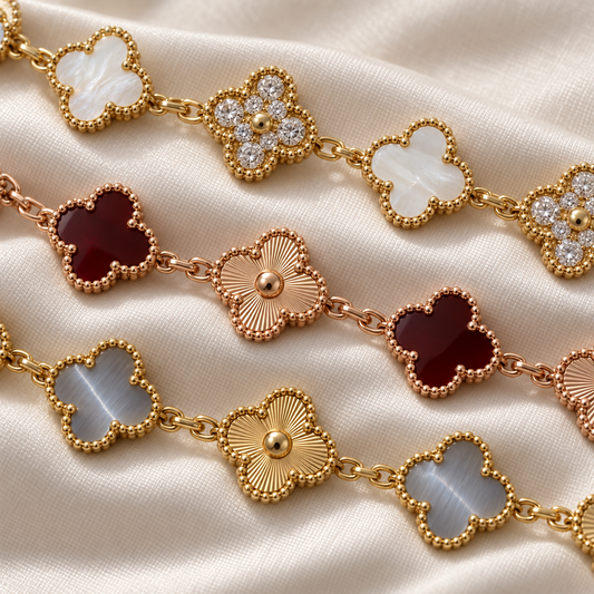 Clover-Armband Gold div. Farben + Zirkonia 19 cm