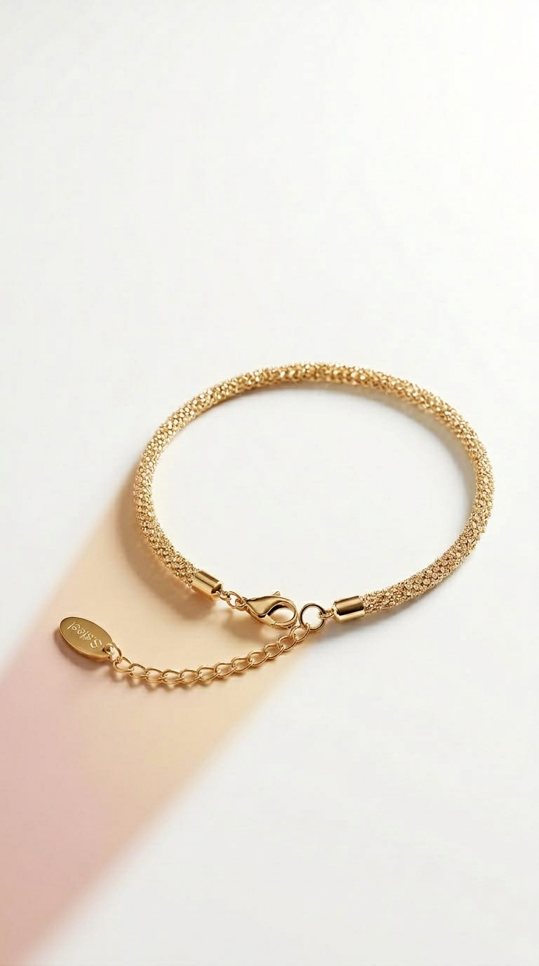 Elegante Edelstahl Fußkette mit funkelnder Struktur