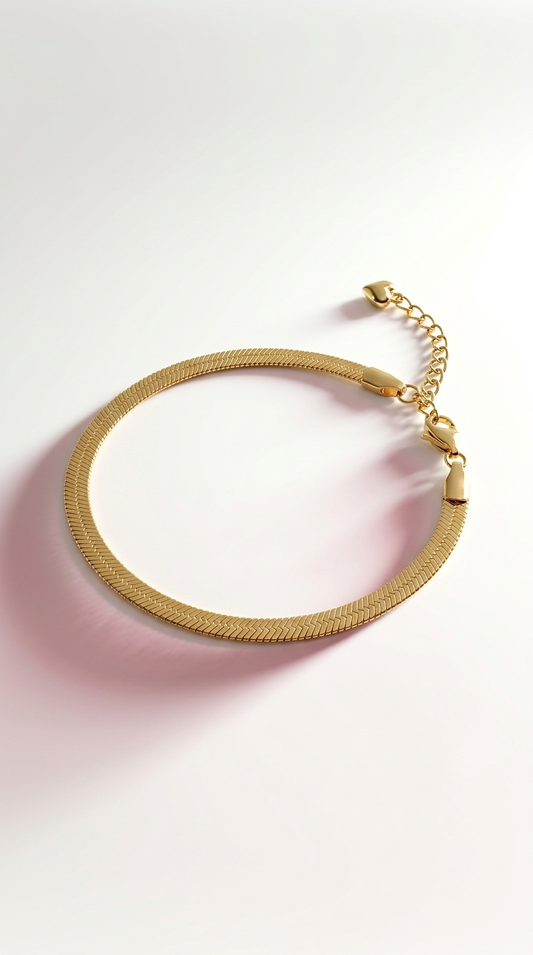 Edelstahl Fußkette mit Herz-Anhänger – Gold