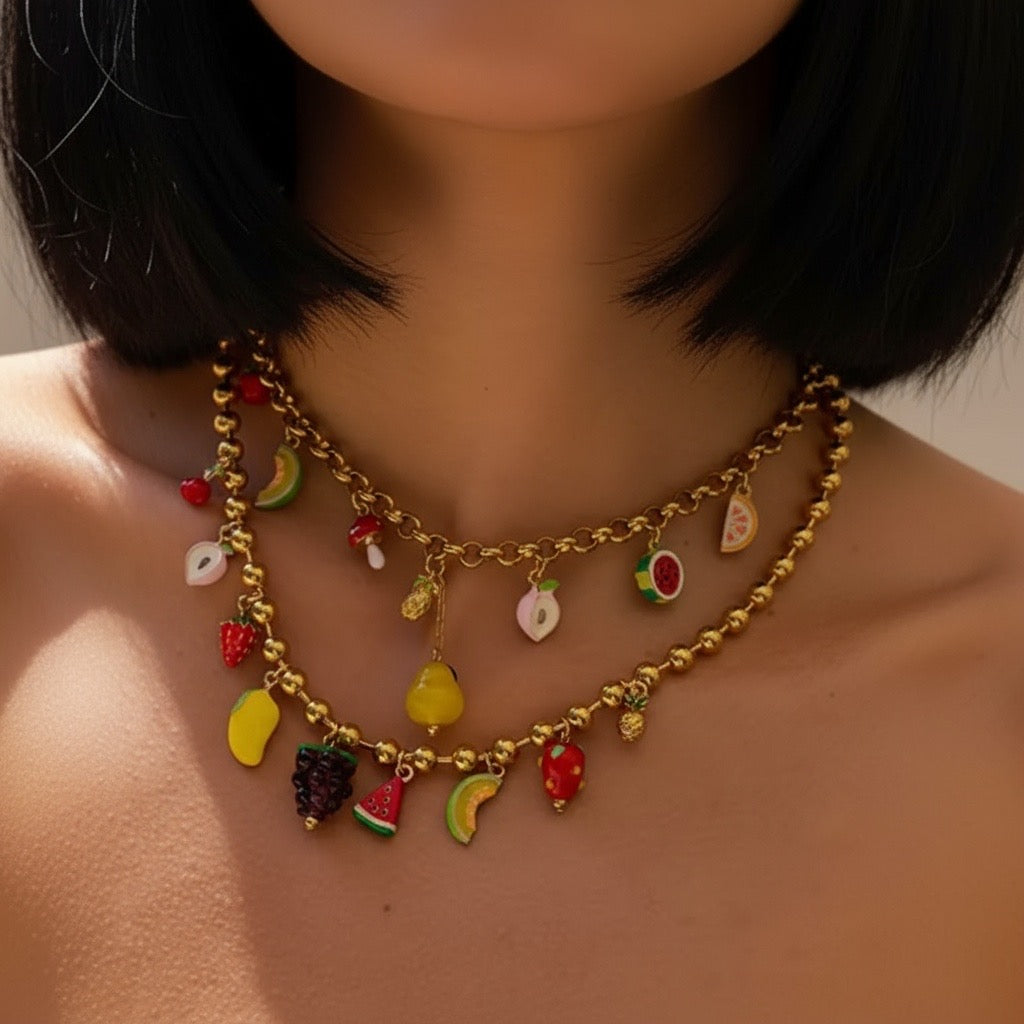 Fruchtzauber Halsketten-Set – 2er-Set 🍓🍉🍍
