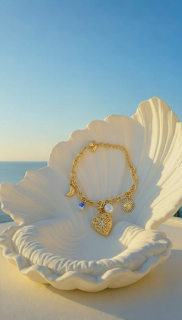 Sun & Moon Charm Armband – Edelstahl ☀️🌙